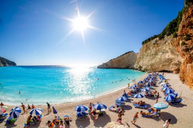 Porto Katsiki Beach Lefkada Adası, Yunanistan. HDR panorama ıma