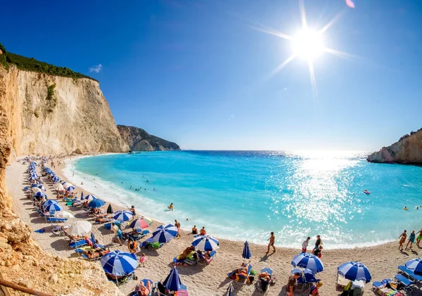 Porto Katsiki strandtól, szigeten Lefkada, Görögország. HDR-kép — Stock Fotó