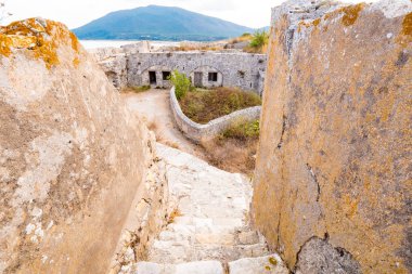Inside Santa Maura Fortress near Lefkada Town, important tourist clipart