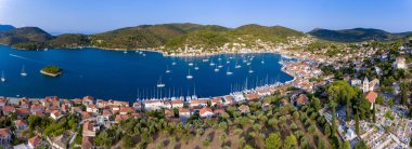 Vathy Ithaca Adası Yunanistan Hava Panoraması