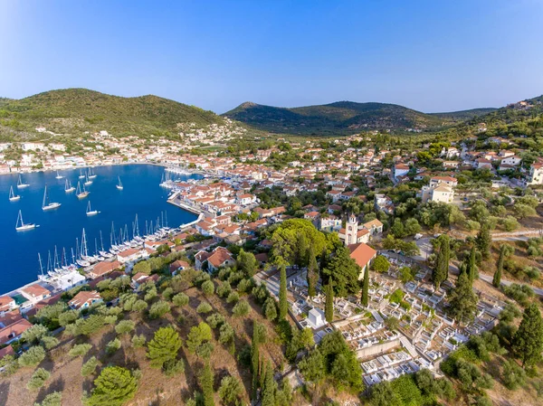 Vathy Ithaca Grécia aves vista aérea (Ithaka ou Ithaki ) — Fotografia de Stock