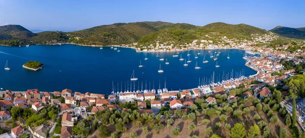 Vathy Ithaca Adası Yunanistan Hava Panoraması