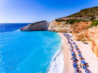Lefkada Adası, Yunanistan, ana turistik attr Porto Katiski beach