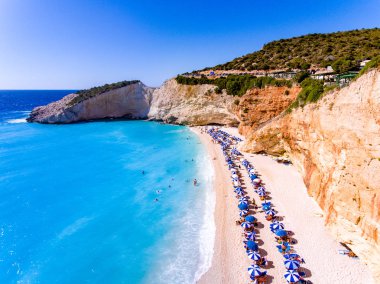Lefkada Adası, Yunanistan, ana turistik attr Porto Katiski beach