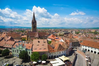 Sibiu manzarası, Transilvanya, Romanya. Smal panoramik manzaralı