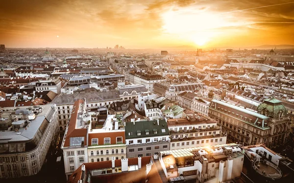 Vienna sunset city skyline as seen from the top of St. Stephan d — Stock Photo, Image