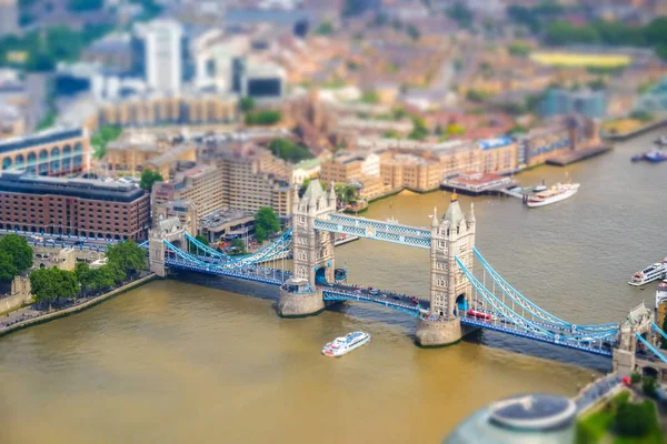 London Tower bridge seen from above. Tilt-shift effect applied.
