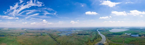 Donaudelta-Panorama aus Helikopter geschossen — Stockfoto