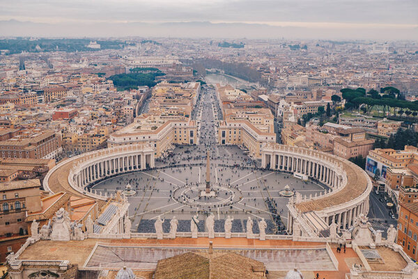 St Peter's Square in Rome as seen from above aerial view