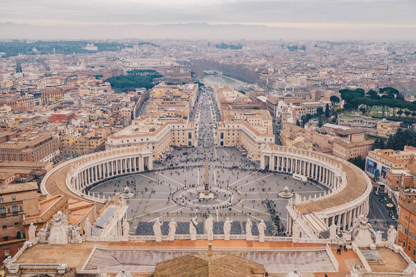 St Peter's Square in Rome as seen from above aerial view