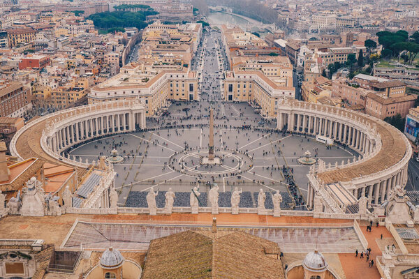 Rome Saint Peters square as seen from above aerial view in Rome,