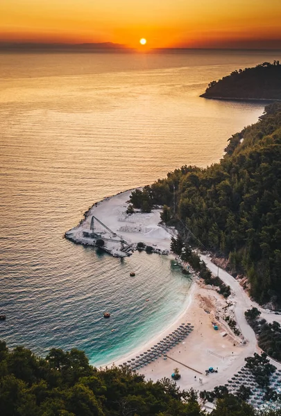 Griechenlands Paradiesinsel Thassos Bei Sonnenaufgang Der Nähe Des Marmorstrandes — Stockfoto
