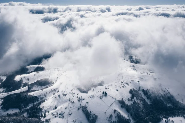 Rumänien Ovanför Molnen Svårt Snöigt Väder Vintern — Stockfoto