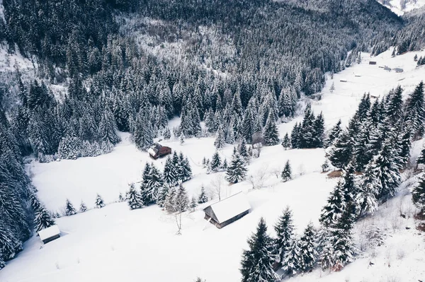 Tradiční Zimní Krajina Transylvánii Rumunsko — Stock fotografie