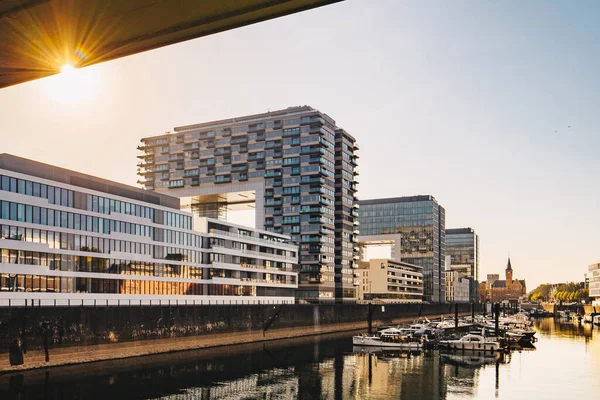 Wirtschaftszentrum Köln Köln Deutschland Kranhaus Gebäudekomplex Rheinufer Und Hafen Köln — Stockfoto