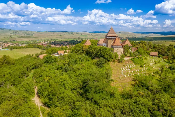 Erődtemplom Viscri Erdély Románia — Stock Fotó