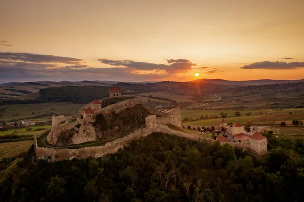 Fortaleza Rupea Corazón Transilvania Atardecer — Foto de Stock