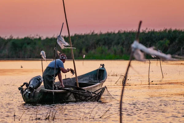 Romania Danube Delta Грудень 2019 Риболовля Дельті Дунаю Ранкові Сіті — стокове фото