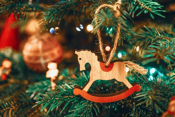 Ridning Jul Dekoration För Ryttare Ett Vykort Lämplig Bakgrund — Stockfoto