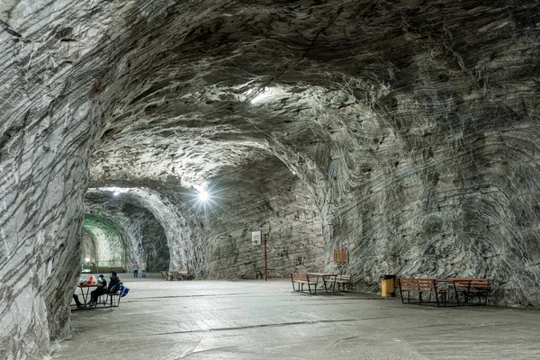 Tunnels Mine Sel Intérieur Targu Ocna Salt Mine — Photo