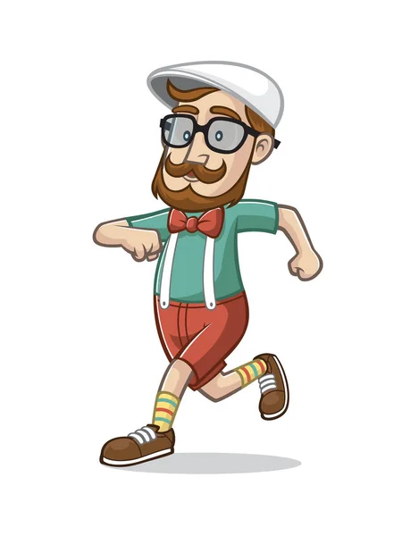 Diversión de dibujos animados Hipster Run — Vector de stock