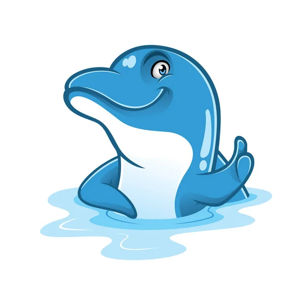 Cartoon Dolphin Thumb Up — Stock Vector