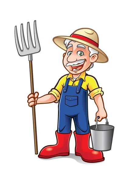 Cartoon Farmer in piedi — Vettoriale Stock