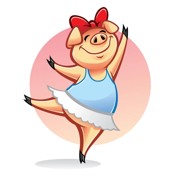 Cartoon Pig Ballerina — Stock Vector