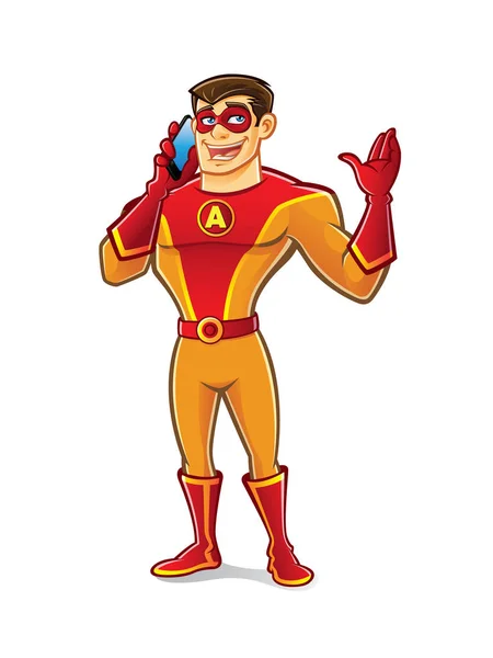 Handsome Superhero Talking — Stock Vector