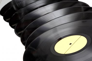 Beyaz arkaplanda vinil kayıt