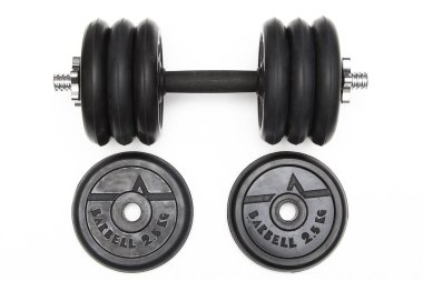 Beyaz arka plan üzerinde ağır siyah halter