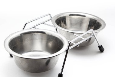 Beyaz arka plan üzerinde metal köpek yemliği