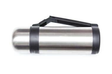 Termos beyaz zemin üzerine sıcak içecekler için