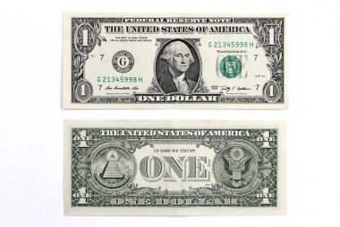 Beyaz arka plan üzerinde dolar banknotlar