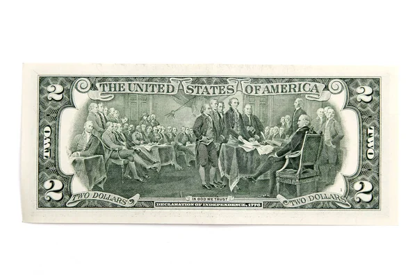 Notas de dólares sobre fundo branco — Fotografia de Stock