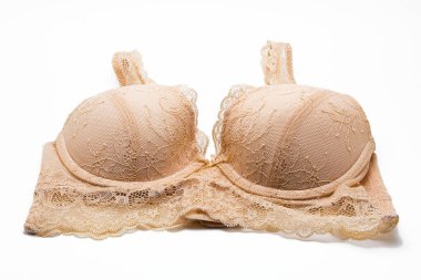 Güzel bej iç çamaşırı beyaz arka plan üzerinde
