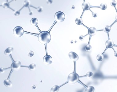 Molekülleri üzerine açık mavi artalanla bilim