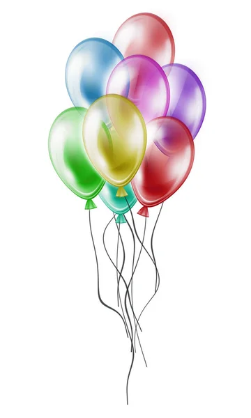 Barevné Vzduch Létající Balóny Izolované Bílém — Stock fotografie