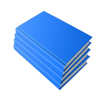 Beyaz arka plan, 3d çizim üzerinde kitap yığını