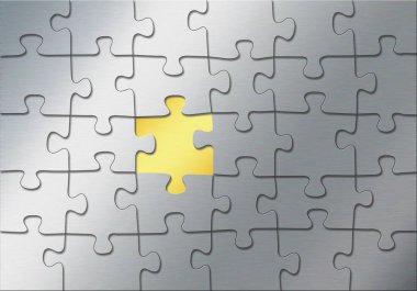 Altın öğesi olarak arka plan, 3d çizim ile metal bulmaca