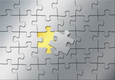 Altın öğesi olarak arka plan, 3d illust ile metal bulmaca