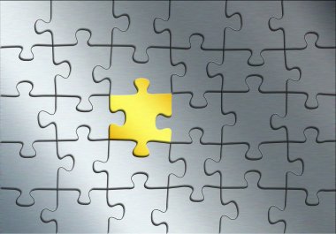 Altın öğesi olarak arka plan, 3d illust ile metal bulmaca