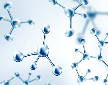 Molekülleri üzerine açık mavi artalanla bilim