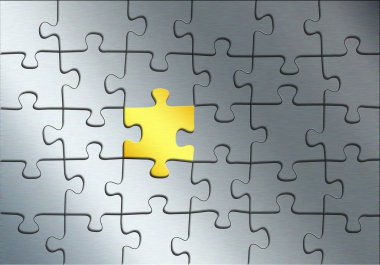 Altın öğesi olarak arka plan, 3d illust ile metal bulmaca