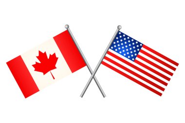 Amerikan ve Kanada bayrakları. vektör çizim.