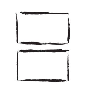 Beyaz arka planda siyah mürekkep Grunge çerçeve kümesi. Vektör Illus