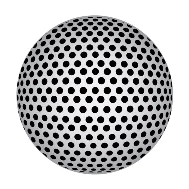 Siyah daire noktalı soyut 3d küre. Vektör çizim