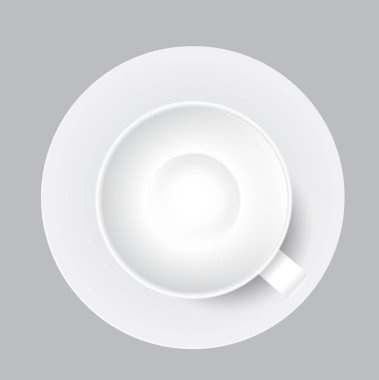 Beyaz Kupası Kupa üstten görünüm. Vektör çizim