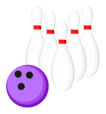 Bowling topu ve toplu iğneler. Vektör çizim