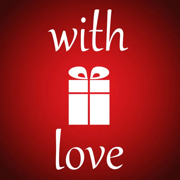 Caja de regalo con arco y con amor en rojo. Ilustración vectorial — Archivo Imágenes Vectoriales